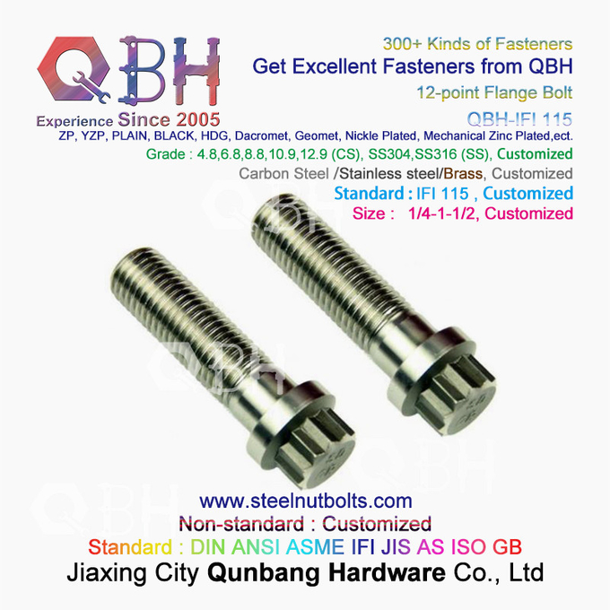QBH 1/4-1-1/2 IFI 115 Baja Karbon/Stainless Steel 12 Titik Sekrup IFI115 Flange Spline Baut 0